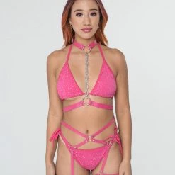 THE LUMi SHOP HARNESSES & CHAINS Rose Pink Leg Harness