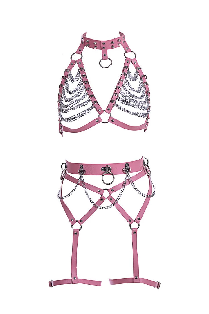 THE LUMi SHOP Miss Pink Vegan Leather Harness Set (3 Pcs) 3 THE LUMi SHOP Miss Pink Vegan Leather Harness Set (3 Pcs)