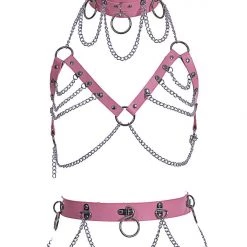 THE LUMi SHOP Miss Pink Vegan Leather Harness Belt Set (3 Pcs)