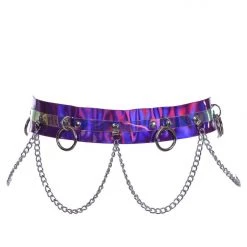 THE LUMi SHOP Violet Holographic Hoop Chain Belt