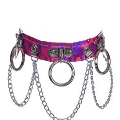 THE LUMi SHOP Hoop Chain Chocker In Rose Pink Hologram