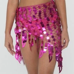 THE LUMi SHOP Rose Pink Sequin Wrap Skirt Skirts