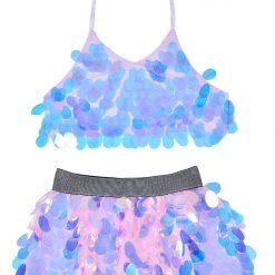 THE LUMi SHOP Sequin Sets Reversible Sequin Set (Halter Top & Skirt) - Unicorn Tears