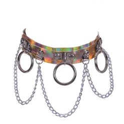 THE LUMi SHOP Hoop Chain Chocker In Gold Hologram