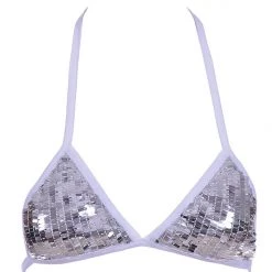 THE LUMi SHOP Silver Disco Sequin Triangle Top Sequin Tops