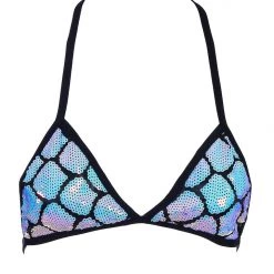 THE LUMi SHOP Sequin Tops Aqua Sequin Triangle Top