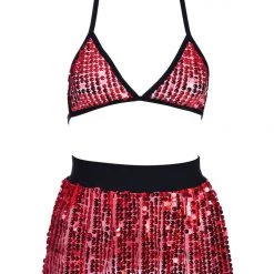 THE LUMi SHOP Red Sequin Set (Bra + Skirt) Sequin Sets