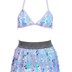 THE LUMi SHOP Sparkle Galaxy Sequin Set (Bra + Skirt) - Iridescent Sequin Sets