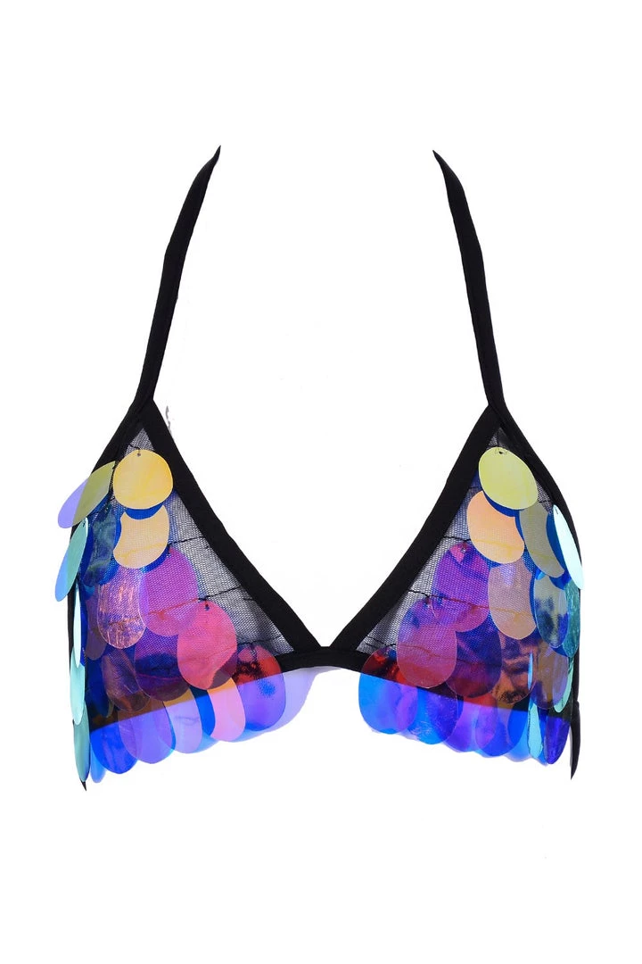 THE LUMi SHOP Sequin Tops Peacock Sequin Triangle Top 3 THE LUMi SHOP Sequin Tops Peacock Sequin Triangle Top