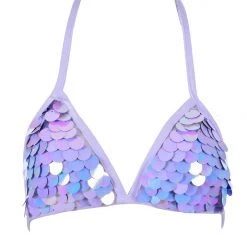 THE LUMi SHOP Dark Ocean Sequin Halter Top