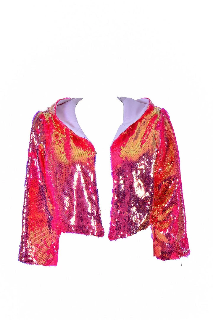 THE LUMi SHOP Sequin Cropped Jacket - Flamingo 5 THE LUMi SHOP Sequin Cropped Jacket - Flamingo