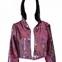 THE LUMi SHOP Sequin Cropped Jacket - Pink Stars Jackets