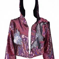 THE LUMi SHOP Sequin Cropped Jacket - Pink Stars Jackets
