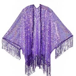 Lumishopusa Disco Sequin Tassel Kimono - Purple Holographic