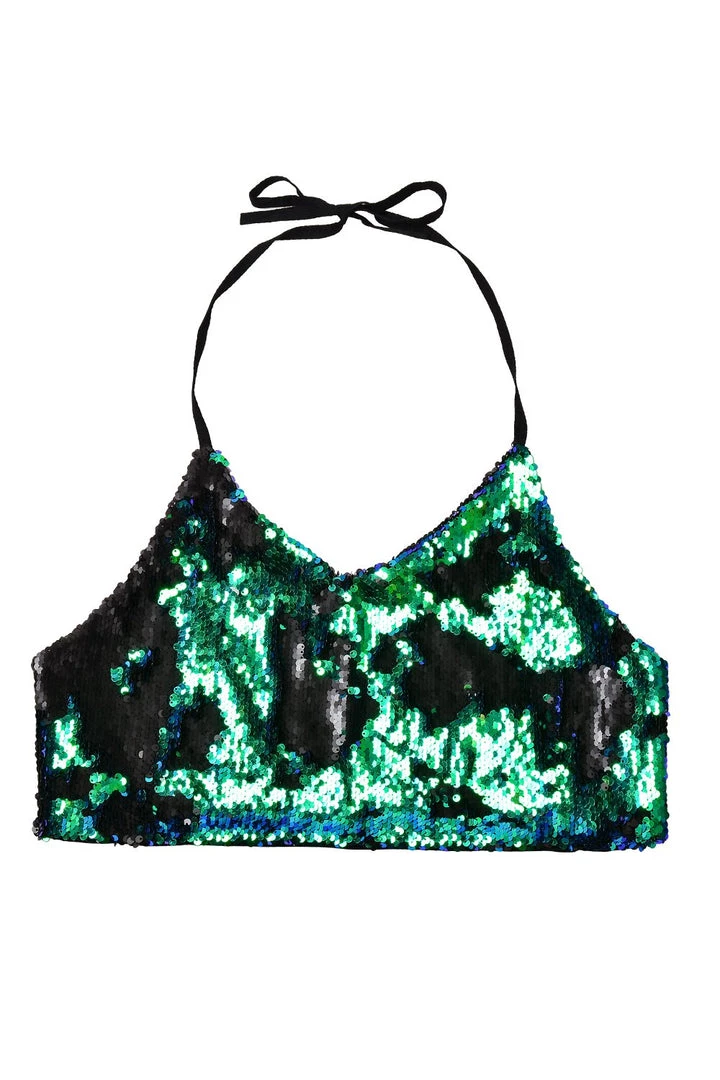 THE LUMi SHOP Reversible Sequin Top & Halter Top - Peacock 5 THE LUMi SHOP Reversible Sequin Top & Halter Top - Peacock