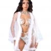 THE LUMI SHOP SUMMER 2022 Fuzzy Sequin Kimono- Ice Pixie