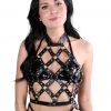 THE LUMi SHOP Goth Black Vegan Leather Harness Halter Top Tops 1 THE LUMi SHOP Goth Black Vegan Leather Harness Halter Top Tops