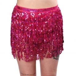 THE LUMI SHOP Holographic Sequin Skirt- Rose Pink