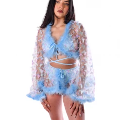 THE LUMI SHOP Blue Butterfly Fuzzy 3D Skirt