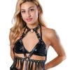 THE LUMI SHOP Black Heart Harness Fringe Top
