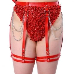 THE LUMI SHOP Red Flame Vegan Leather Leg Harness HARNESSES & CHAINS