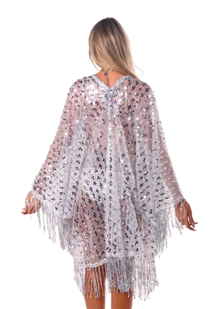 THE LUMI SHOP Sequin Tassel Kimono- Disco Silver SPRING 2022 5 THE LUMI SHOP Sequin Tassel Kimono- Disco Silver SPRING 2022