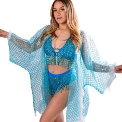 THE LUMI SHOP Fuzzy Sequin Kimono- Ice Blue 5 THE LUMI SHOP Fuzzy Sequin Kimono- Ice Blue