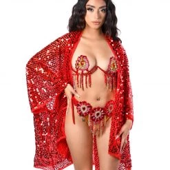 Lumishopusa Disco Sequin Kimono - Ruby Signature Sequin Kimonos