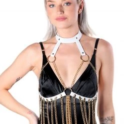 THE LUMI SHOP White Gold Vegan Leather Harness HARNESSES & CHAINS