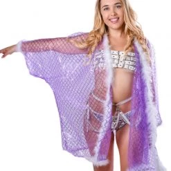 THE LUMI SHOP Signature Sequin Kimonos Fuzzy Sequin Kimono- Berry Ice