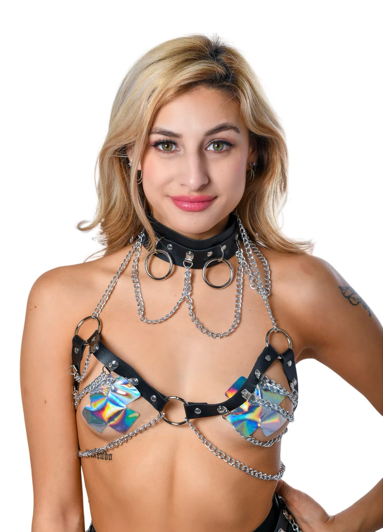 THE LUMI SHOP Midnight (Black) Black Vegan Leather Chain Choker 4 THE LUMI SHOP Midnight (Black) Black Vegan Leather Chain Choker