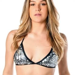 THE LUMi SHOP Silver Glitz Sequin Triangle Top