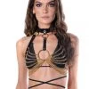 THE LUMI SHOP Black/Gold Guardian Harness Top Tops