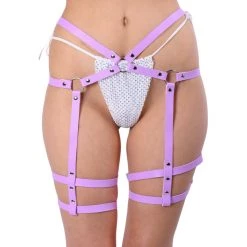 THE LUMI SHOP HARNESSES & CHAINS Lilac Vegan Leather Leg Harness
