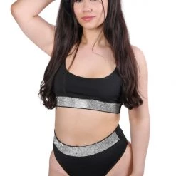 THE LUMI SHOP Black Rhinestone High Waisted Set