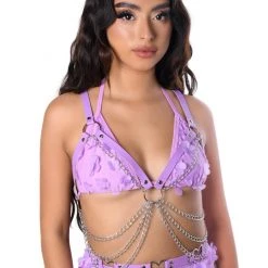THE LUMI SHOP Tops Lilac Harness Chain Top