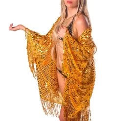 THE LUMI SHOP Sequin Tassel Kimono- Amber Gold SPRING 2022