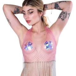 THE LUMI SHOP Coral Pink Fishnet Top SUMMER 2022