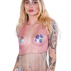 THE LUMI SHOP Coral Pink Fishnet Top SUMMER 2022