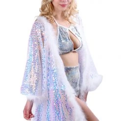 THE LUMI SHOP Fuzzy Sequin Kimono- Luna