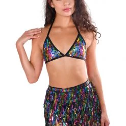 THE LUMi SHOP Rainbow Pride Sequin Triangle Top