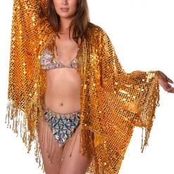 THE LUMI SHOP Sequin Tassel Kimono- Amber Gold SPRING 2022