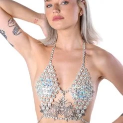 THE LUMI SHOP Crystal Raindrop Statement Top Tops