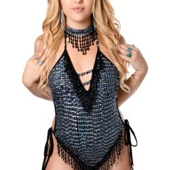 THE LUMi SHOP Hand Stitched Sequin Bodysuit- Disco Barbie