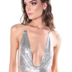 THE LUMI SHOP Sequin Tops Silver Disco Sequin Top
