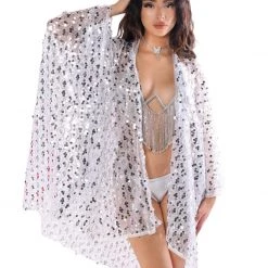 THE LUMI SHOP Sequin Kimono- Disco Silver