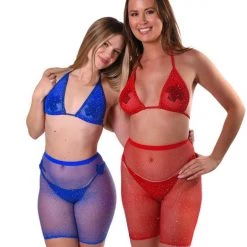 THE LUMI SHOP Fishnet Biker Set- Blue