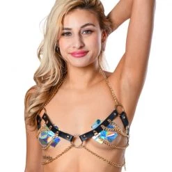 THE LUMI SHOP Gold Chain Harness Top Tops