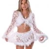 THE LUMI SHOP FUZZY 3D SETS White Fuzzy 3D Floral Set