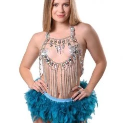 THE LUMI SHOP Feather Mini Skirt- Teal